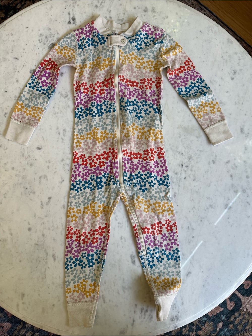 Hanna Andersson Rainbow Floral Zip One-Piece - Multicolor 3T